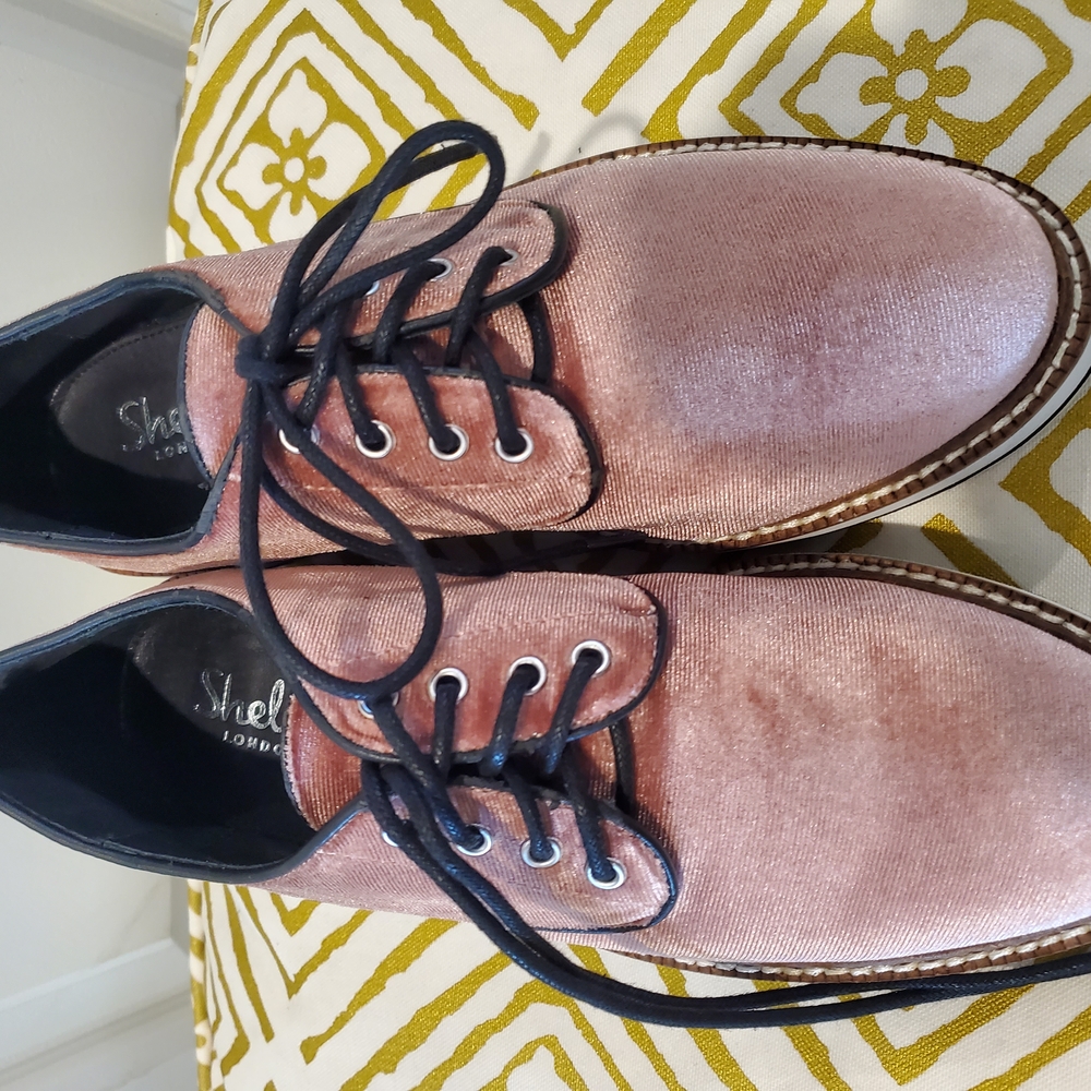 Shellys London Pink Flats with Vintage Leather Look